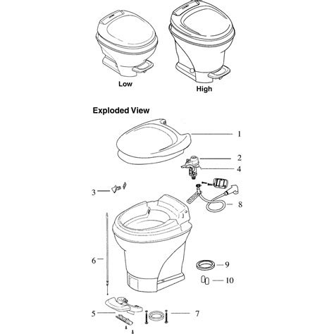 Thetford Aqua Magic V toilet repair parts diagram